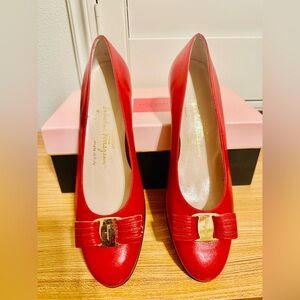 Salvatore Ferragamo Red leather ladies pumps size 10B